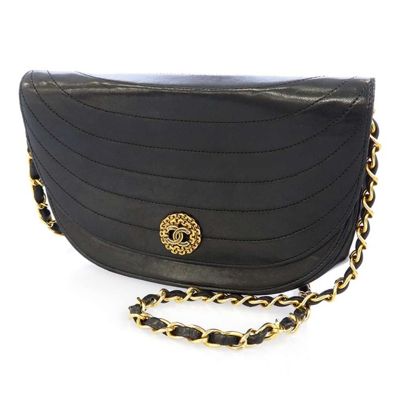 Authentic CHANEL black lambskin crossbody